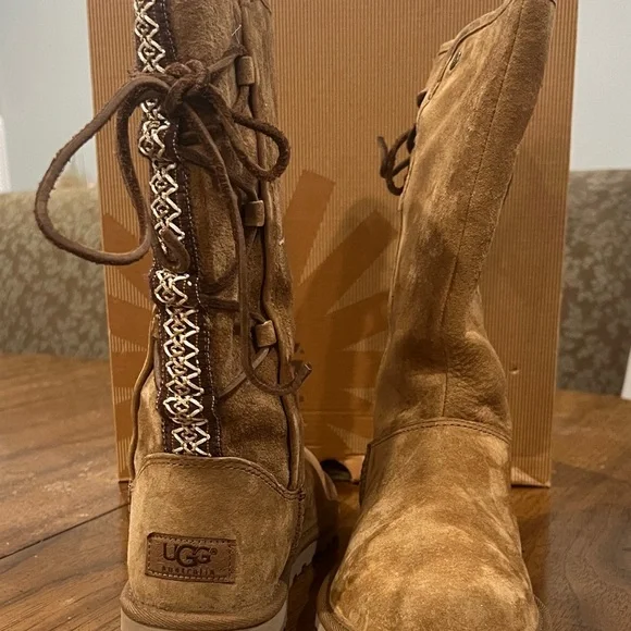 UGG Women's Brown Lace Up Boots - Picture 6 of 11